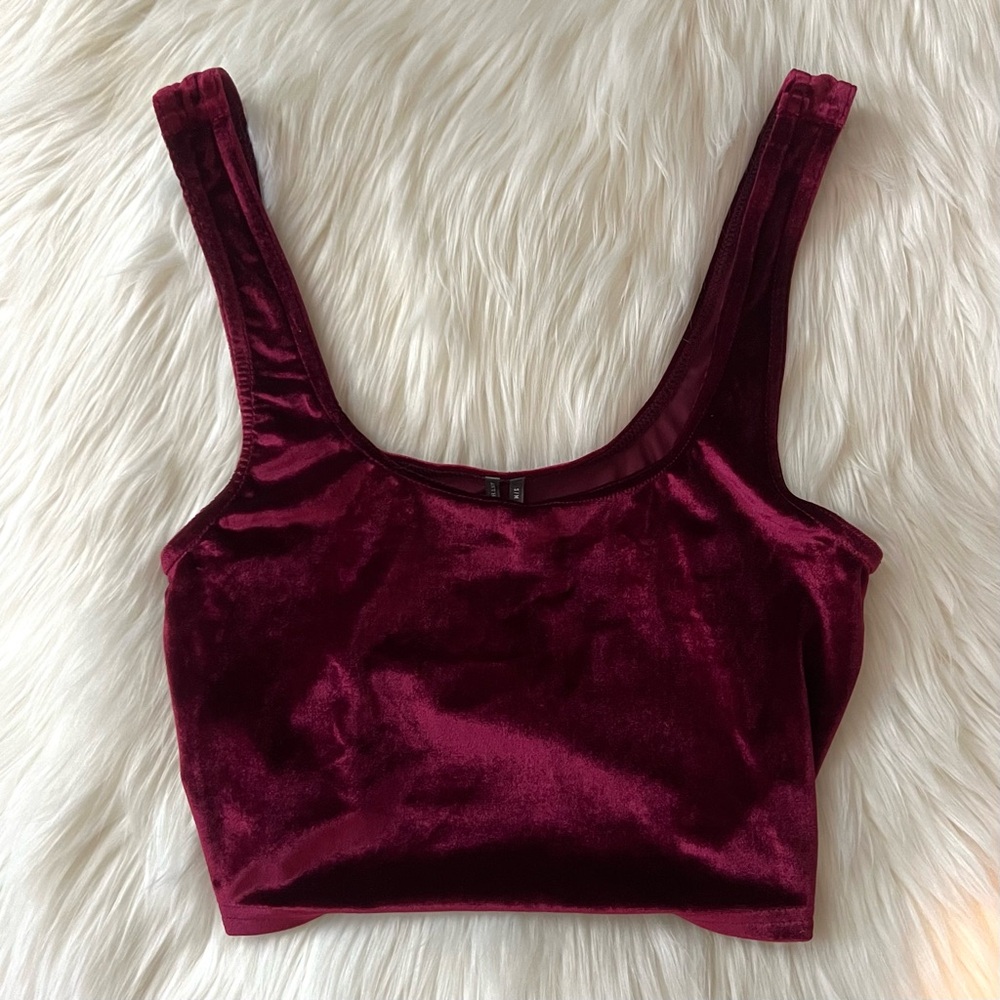 Anthropologie pink / berry velvet tank top